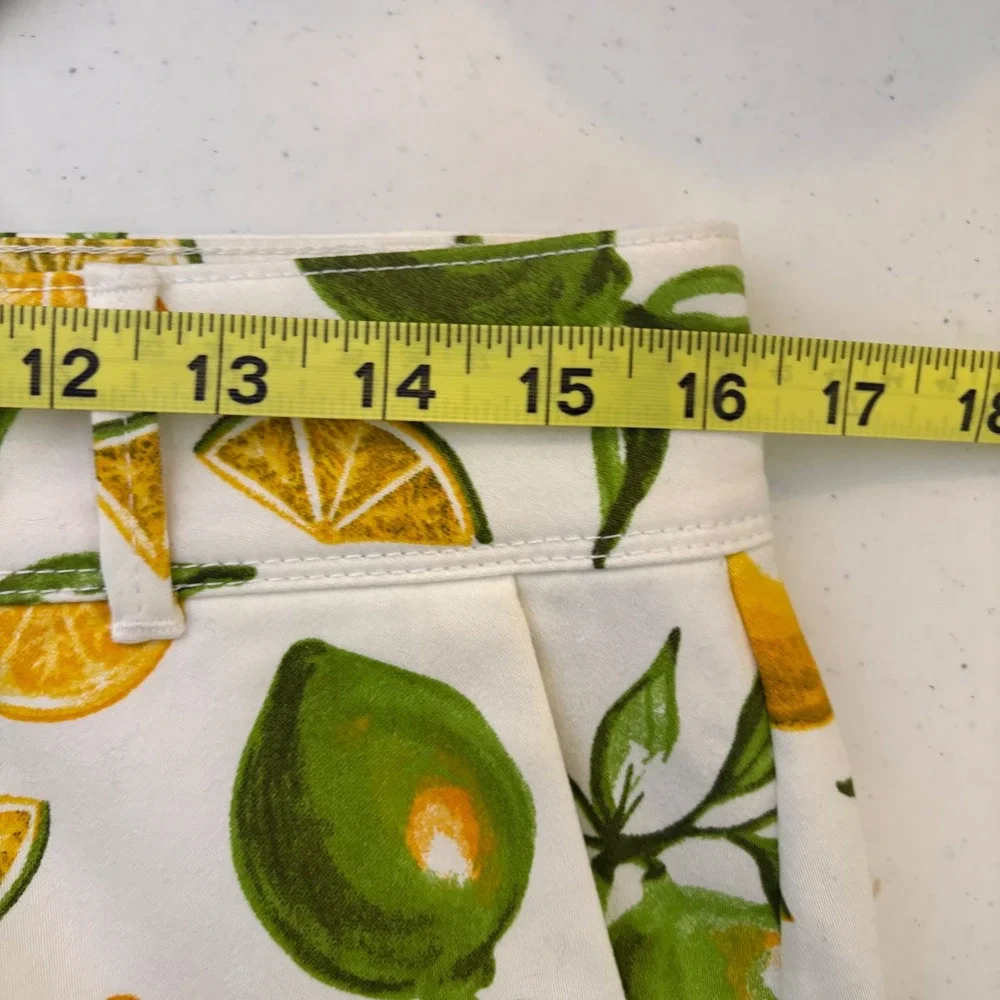 Isaac Mizrahi New York WomensTailored‎ Shorts 6 Lemon Lime Citrus Print Preppy